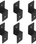 Six Pack Black Z Tie Plates for Post to Beam Deck Joists, Heavy Duty 13 Gauge Carbon Steel, Fits 2x4 Cross Beams and 4x4 Posts