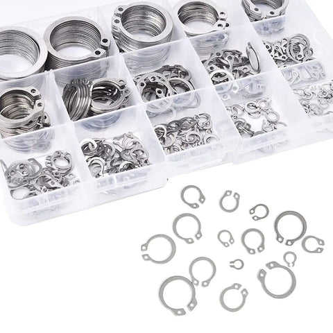 Heavy Duty External Snap Ring Kit 225 Pcs Pro Grade 304 Stainless Steel Retaining Circlips in 15 Sizes from 3mm to 25mm