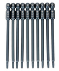 Top Tier S2 Alloy Steel Screwdriver Bits Set 10 Pieces Magnetic Drill Kit With 100mm Length And 1/4 Inch Hex Shank For Heavy Duty Electric Drivers, 10 S2 Torx bits