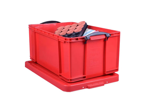 Massive 64 Liter Stackable Plastic Storage Bin In Vibrant Opaque Red Features Secure Clip Lock Handles For Ultimate Cd Dvd Media Sorting And Home Decluttering A Built Different Heavy Duty Upgrade You Gotta Get