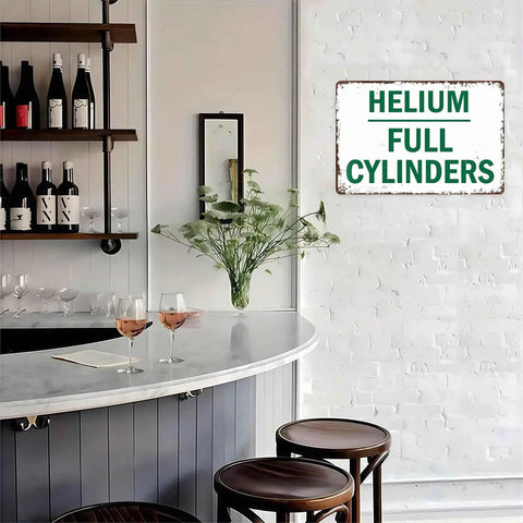 Industrial Vintage Metal Wall Art Sign Featuring Full Helium Cylinders For Rustic Loft Decor Built Tough In Heavy Duty Aluminum Construction Rust Resistant Finish Durable In Humidity And Temperature Fluctuations, 8x12