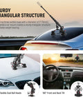 Triple Suction Cup Car Mount Kit for GoPro, Osmo, Insta360 cameras on rear windshield showing sturdy triangular structure with arm.