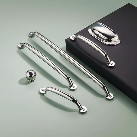 10 Pack Kitchen Cup Cabinet Handles Two Point Five Inch Spacing Polished Nickel Drawer Pulls Durable Zinc Alloy Hardware set display