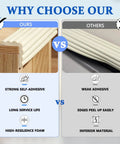 Comparison of Thick W Shape Baby Proofing Edge Protectors Soft Foam Corner Guards with strong adhesive versus weak adhesive options.