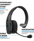 Mono Bluetooth Trucker Headset With Mic 96 Percent Noise Canceling All Day Comfort Padded Headband Extended Wireless Range