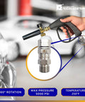 Stainless Steel M22 360 Degree Pressure Washer Swivel Joint Fitting For Guns And Hoses, 5000 PSI, 0.85 Inch ID To M22, High Flow, No Twist, Not For 3 By 8 NPT M used on pressure washer gun and hose
