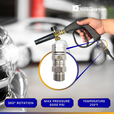 Stainless Steel M22 360 Degree Pressure Washer Swivel Joint Fitting For Guns And Hoses, 5000 PSI, 0.85 Inch ID To M22, High Flow, No Twist, Not For 3 By 8 NPT M used on pressure washer gun and hose