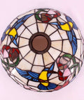 Top view of Cream Amber Hummingbird Stained Glass Lampshade Replacement 12 By 12 By 6 Inch With 1 5/8 Inch Fitter Opening