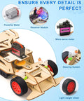 STEM Kits For Kids 8 To 12 Remote Control Car Build Kit With Wooden 3D Puzzles showing car parts like motor, servo, and wheels.