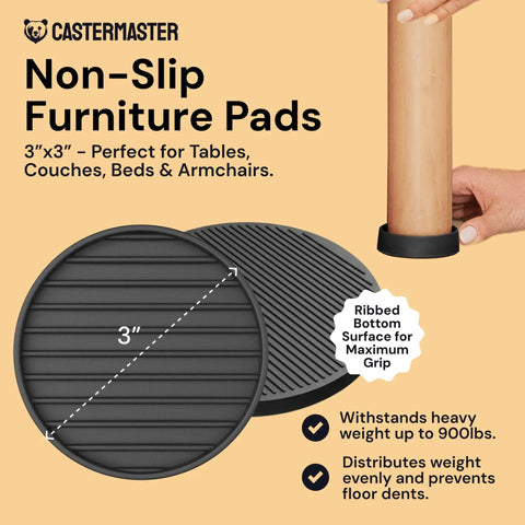 Person placing furniture leg on Rubber Furniture Pads Non Slip Heavy Duty Caster Cups For Couch Stoppers For Hardwood Floors