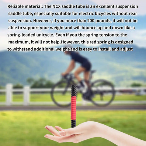 Universal Seatpost Spring For A Smoother City Ride Fits SR Suntour NCX Seatposts shown in hand with cyclist in background
