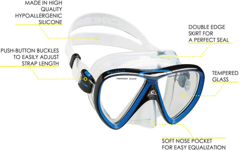 Ikarus And Orion Snorkel Mask Set Travel Ready No Fuss Lightweight Comfort Hypoallergenic Silicone Skirt For A Soft Seal with clear view lenses