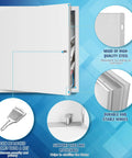 Heavy Duty White Drywall Access Panel 18 By 22 Inch With Secure Lock And Key for Ceiling showing key and hinges details.
