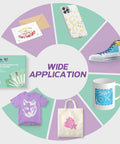 GO2CRAFT 90-piece crafting accessories bundle; vinyl, weeding tools, transfer tape; overall display shows tote bag, mug