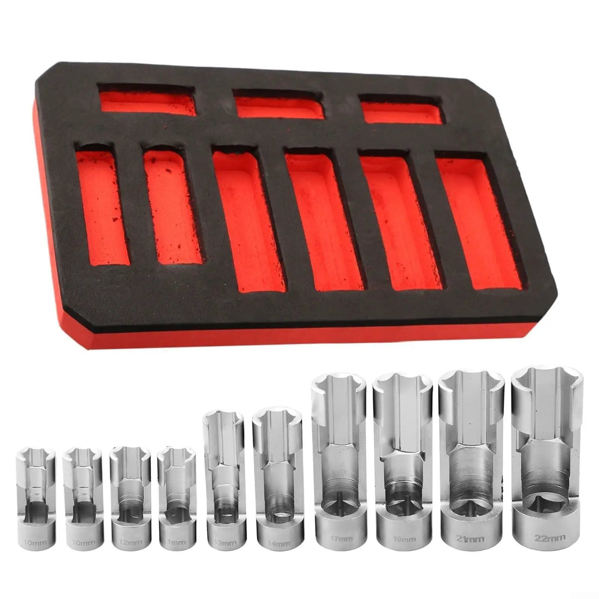 Nine metric open-side sockets in the set