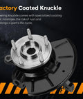 Two Pack Front Steering Knuckle Wheel Bearing Hub Assembly Compatible With Escape 2005 2012 Mercury Mariner 2005 2011 Mazda Tribute 2005 2011 698-404 698-405 698404 698405 LK015 LK016 Front Left Drive And Right Passenger Side, factory coated knuckle view