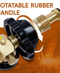 Close-up of rotatable rubber handle on All In One Helium Balloon Filler With Air Flow Regulator And 0 To 3000 PSI Gauge