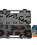 Pneumatic Fan Clutch Wrench Kit, 8 Piece Driving Wrenches Set With Sizes 32mm 36mm 40mm 47mm Seven Eighths Inch One And Seven Eighths Inch Two Inches 17 Inch Handle Compatible With Ford GM Chrysler Jeep Trucks 4.3L 5.0L 5.7L in black case with wrench and gloves