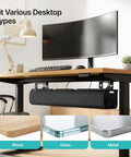 Under Desk Cable Management Tray 31.5 Inches No Drill Clamp Mount Wire Organizer shown installed under wooden desk