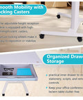 Effortless Height Adjustment Mobile Standing Desk With Quiet Rolling Wheels 28x23 Desktop featuring smooth mobility and organized storage.