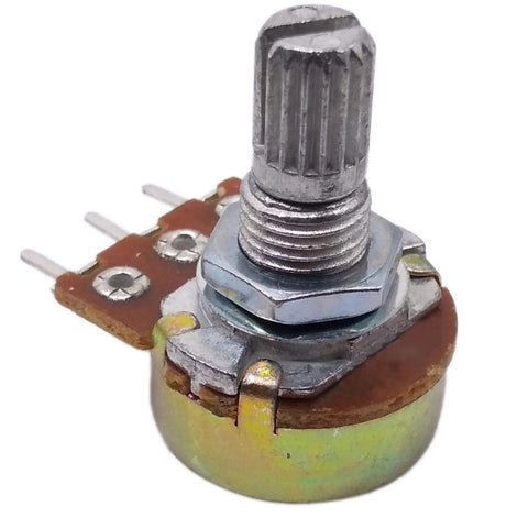 2M Ohm Linear Taper Rotary Panel Potentiometer Kit 10 Pack Top Adjustment 15mm Shaft 0.5W 200V B Type shown unmounted