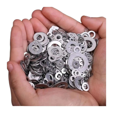 1080 Piece Stainless Steel Screw Washers Assortment Kit For Mechanical Construction Home Repair Automotive DIY Projects Pro Grade Multipurpose Flat Gaskets To Distribute Pressure And Secure Fasteners in hand