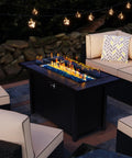 45 Inch Propane Fire Table With 50000 BTU Fire Pit, Glass Wind Guard And Rain Cover, 3 In 1 Outdoor Fire Table for patio with ambiance lighting