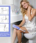 Woman using Portable Bidet Sprayer For Personal Hygiene 620ml Travel Bottle With Extended Nozzle Handheld Toilet Sprayer in bathroom