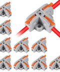 10 Pack T Shape Lever Nut Wire Connector Set For Quick 3 Way Splitter 28-12 AWG solid and stranded wire flame retardant insulating 3 port electrical connectors visible