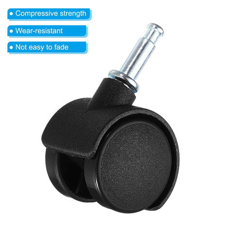 1 Inch Nylon Swivel Stem Casters 10 Pack With 360 Degree Insert Wheels for Chairs Shelves And Furniture Replacement 13 Kg Capacity Per Caster Floor Friendly Durable Nylon Rollers Black