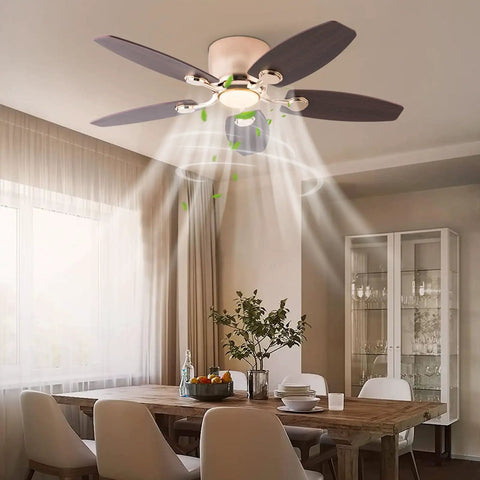 Ceiling Fan with Light 42 Inch Handheld Controller 3 Color Temperature in a bright dining room setting.