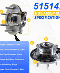 Front Wheel Bearing Hub Assembly 515142 For 4x4 6 Lug Trucks ABS Compatible with specifications diagram
