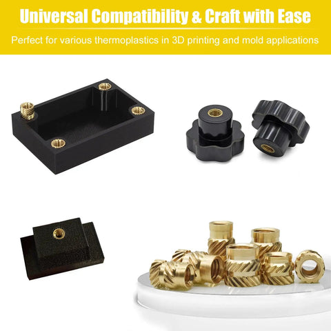 410 Pieces Threaded Inserts Kit For 3D Printing With M2, M2.5, M3, M4, M5, And M6 Sizes, Brass Knurled Nuts, Heat Insertion Into Plastic Parts