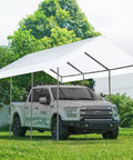 Truck parked under 12x20 Carport Replacement Canopy Cover With Edge White Top Shelter For Carport Frame Not Included Ball Bungees Included