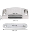 Top Grade Heavy Duty Stainless Steel Door Magnetic Catches 36 Pack With Screws For Kitchen Cabinet, Wardrobe, Closet And Industrial Supplies That Hold Super Tight Keep Doors Locked In Place Securely, featuring two components with measurements.