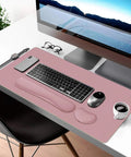 3 In 1 Large Keyboard And Mouse Pad Set With Ergonomic Wrist Rests, Waterproof Non Slip Base Desk Mat For Computer, Purple Pink