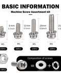 440Pcs M4 Stainless Steel Screws Nuts And Bolts Kit With Phillips Pan Head Bolts Nuts And Washers 304 Grade Durable For DIY Projects And Repairs Includes Four Lengths 8Mm 12Mm 16Mm 20Mm