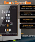Control panel of the Straight Fire Digital Electric Nut And Coffee Bean Roaster with timer and temperature settings.