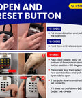 Instructions for opening and resetting Easy Access Key Storage Wall Mount Lock Box In Black With Push Button Entry For Home Grab And Go Real Estate Showings Vacations And Guest Access Great For Vacation Rentals Outdoor Adventures Property Managers And Easy Code Access For Guests