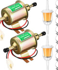 Two Pack 12V Low Pressure Inline Fuel Pump Kit 4 To 7 PSI with filters and hose clamps for small engines and lawn mowers