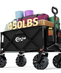 Heavy Duty Folding Wagon Cart With All Terrain Wheels For Beach And Sand Camping Garden And Grocery Trips loaded with items