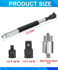 Knuckle Buster Saver Heavy Duty 1/2 Inch Offset Extension Socket Adapter For Electric Pneumatic Hand Impact Wrenches Hits Deep Cavities Turns Like Butter Perfectly with size labels.