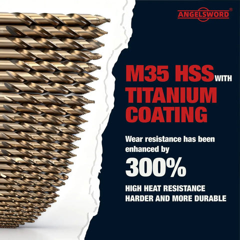 M35 Cobalt TiAlN Coated Stepped Point Drill Bit Set, 29 Pc, featuring high heat resistance and titanium coating for durability.