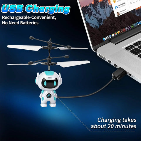 Hand Operated Flying Ball Drone With LED Lights Indoor Rechargeable Mini Helicopter Toy charging via USB connection