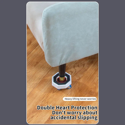 Heavy Duty Furniture Mover Set With Wheels To Slide Couches, Fridges, And Washing Machines Effortlessly Across Wood Floors And Carpets For Any Tough Moving Job Without A Struggle showing cushion leg on furniture slider with grip.