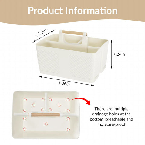 Portable Shower Caddy With Handle For Bathroom And Kitchen, Rust Resistant Durable Organizer With 3 Large Compartments