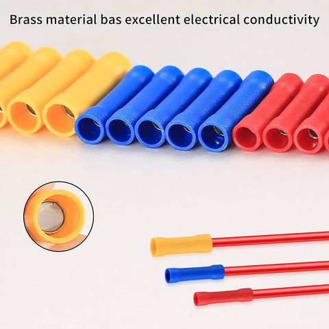 150 Pcs Electrical Butt Connectors Kit Insulated Butt Splice Crimp Wire Connectors Assorted Straight Wire Terminals