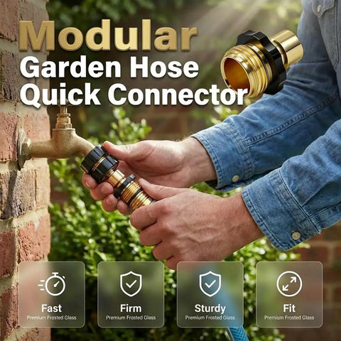 Person using Three Quarter Inch Hose Quick Connect Fittings Kit 2026 Model Water Hose Adapter for leak-free connection to faucet.