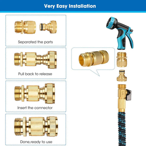 Solid Brass Garden Hose Quick Connect Fittings Three Quarter Inch Thread For Female And Male No Leak Water Hose Connectors setup