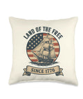 All American Merica Vibe Sailboat Patriotic Throw Pillow For Fourth Of July Celebration Red White And Blue Decor Land Of The Free Since 1776